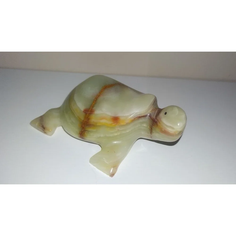 Vintage Hand-Carved Green Onyx Turtle Figurine – 4